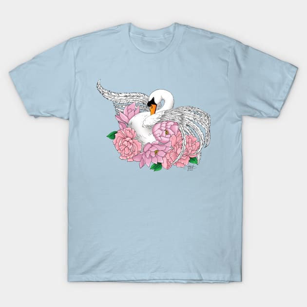 Swan and Flowers T-Shirt by tigressdragon